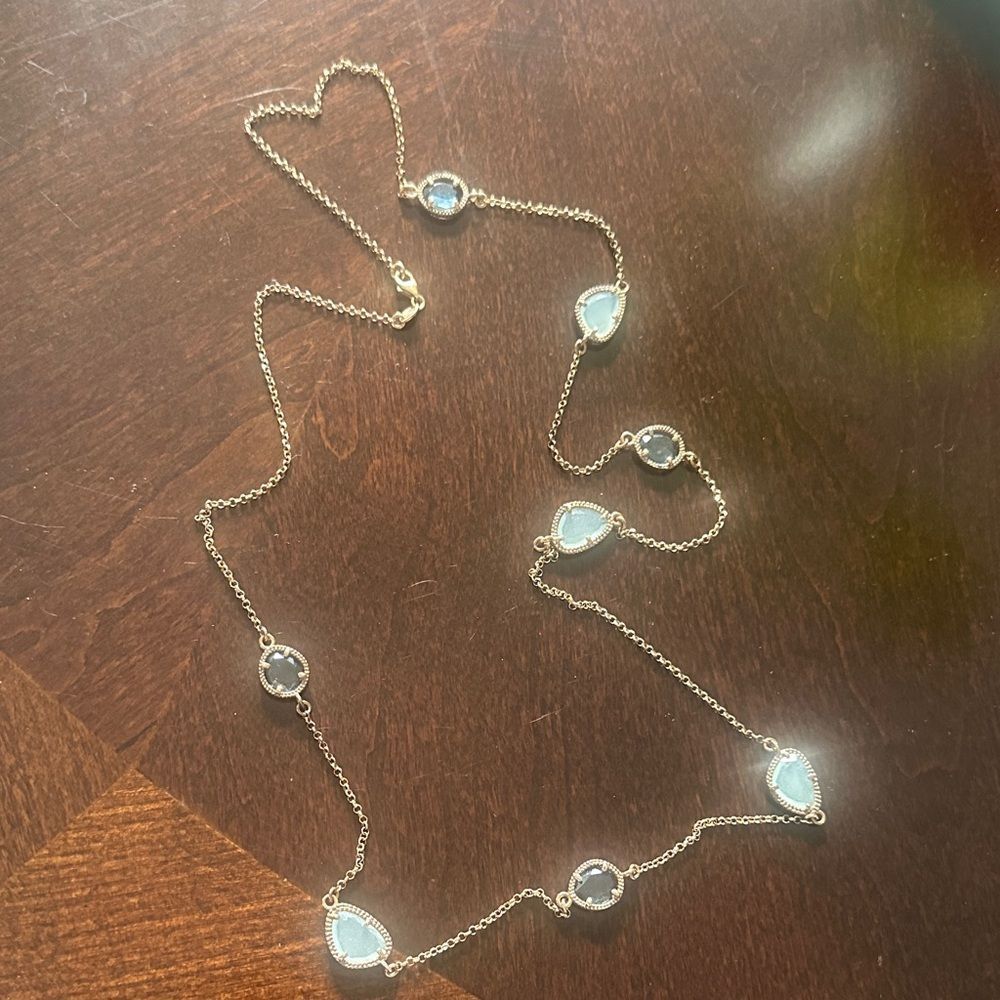 Dyadema Gemstone Sterling Silver Rose Gold Italian Necklace 17”